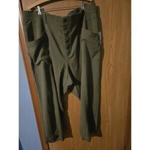NEW Knox Rose Womens Olive Green High-Rise Ankle Length Button Up Pants Size XXL